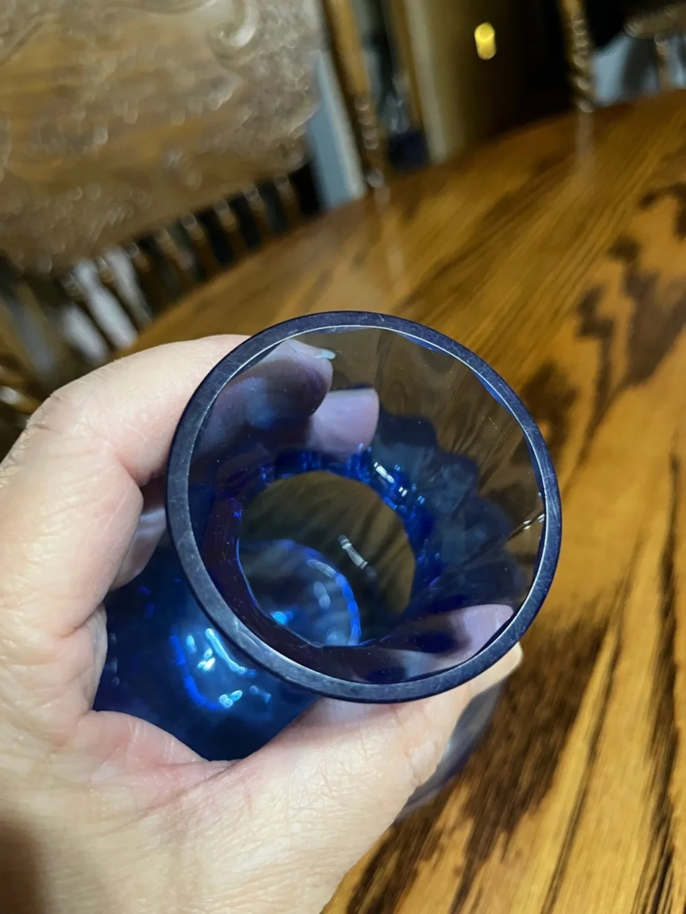 Cobalt Blue Swirl Glass Vase